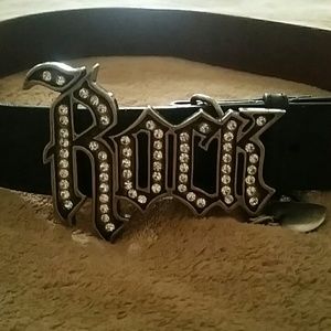 Guess rhinestone "Rock" leather belt in Medium