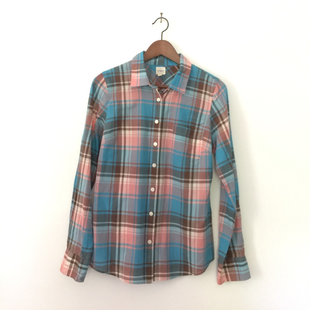 EUC J.Crew plaid popover size S