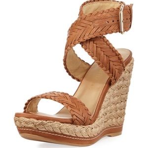 Stuart weitzman remedy leather braided wedge