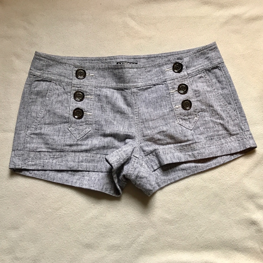 NWOT Express Gray Sailor Linen Shorts Size 6