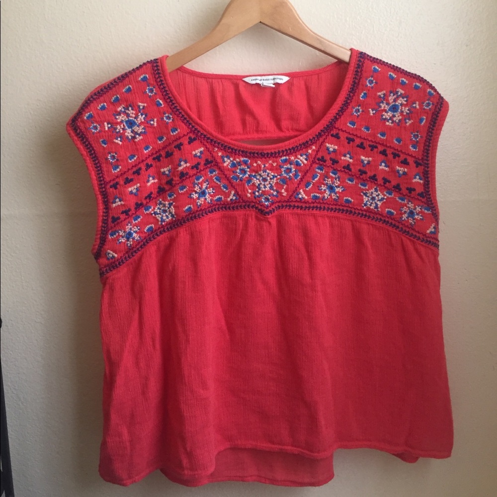 American Eagle embroidered blouse