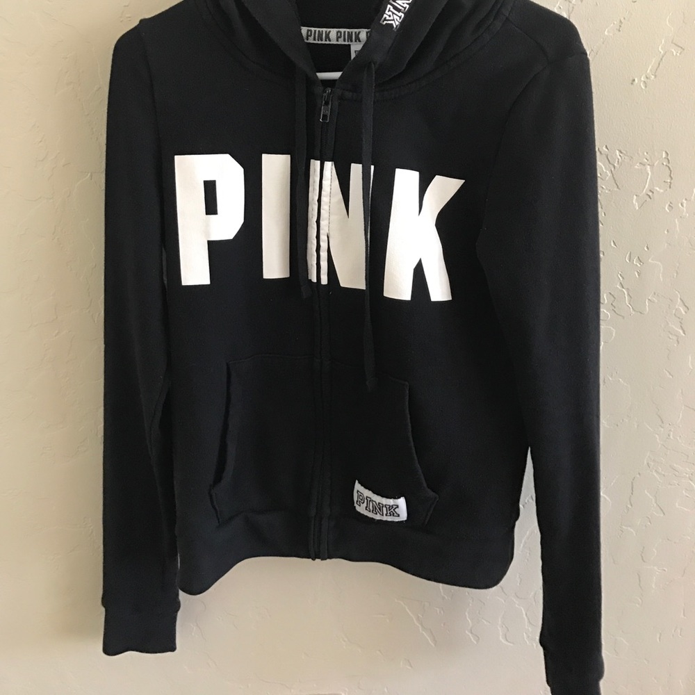 Black Victoria's Secret Pink Zip Up Hoodie