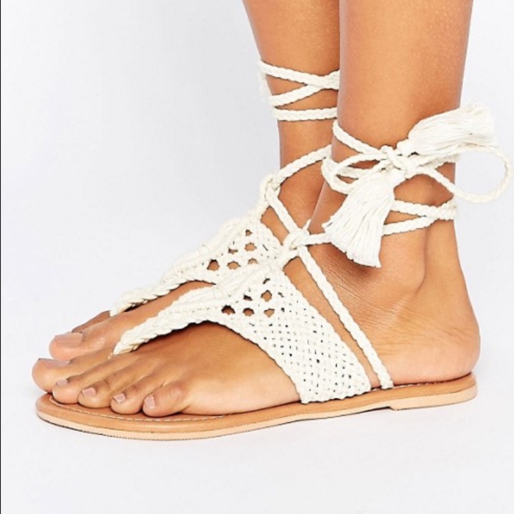 Asos crochet tie leg sandals