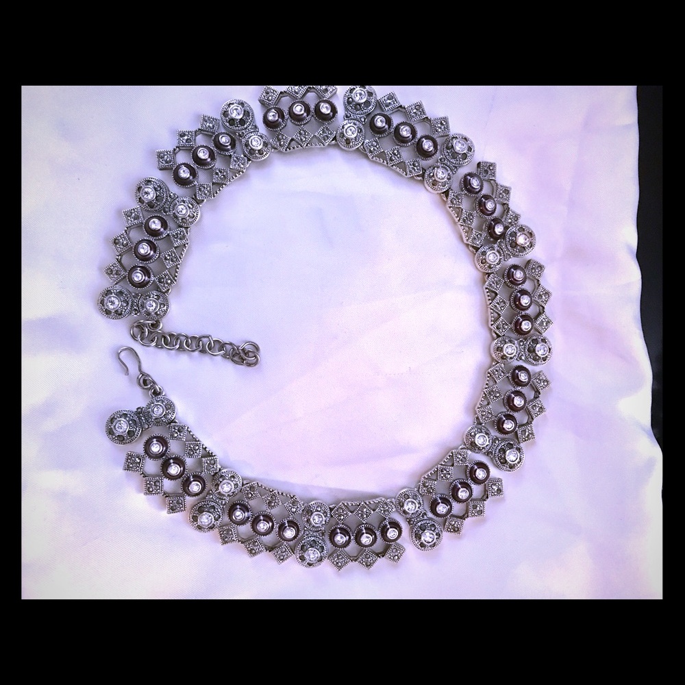Monet Silver Necklace with Bracelet purple tone