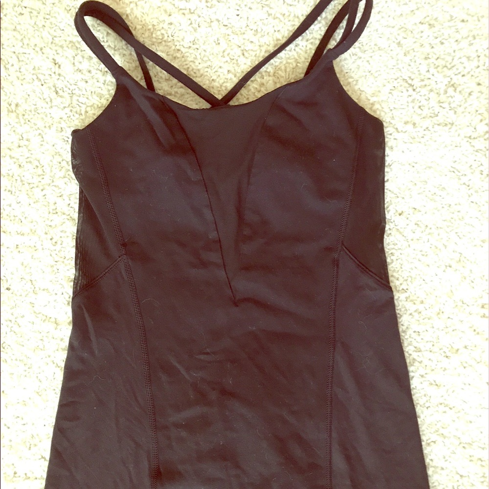 Hot Black Strappy Mesh Lulu Tank