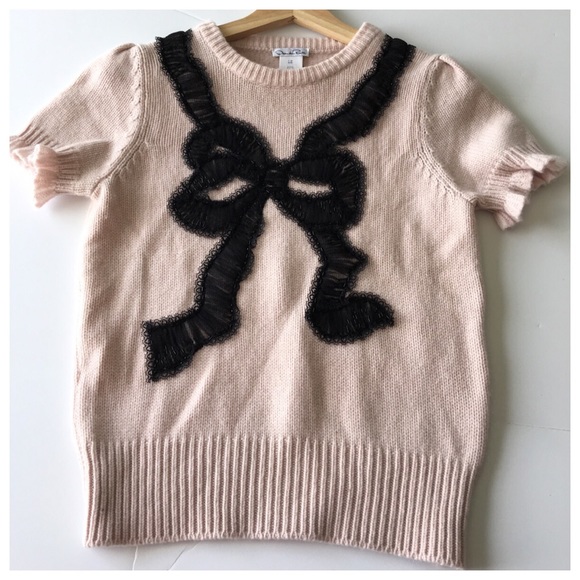 Oscar de la Renta Light Pink Cashmere Bow Sweater - Picture 2 of 7