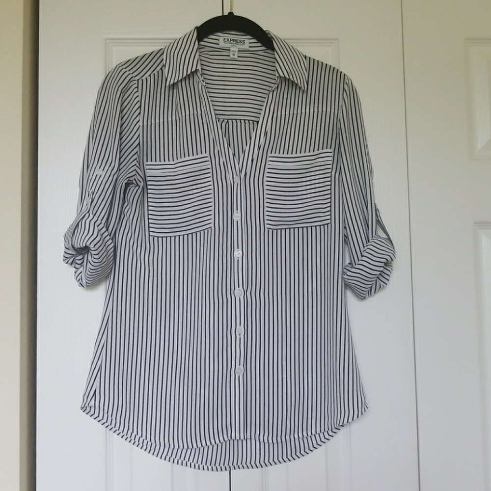 White and black stripe blouse