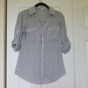 White and black stripe blouse