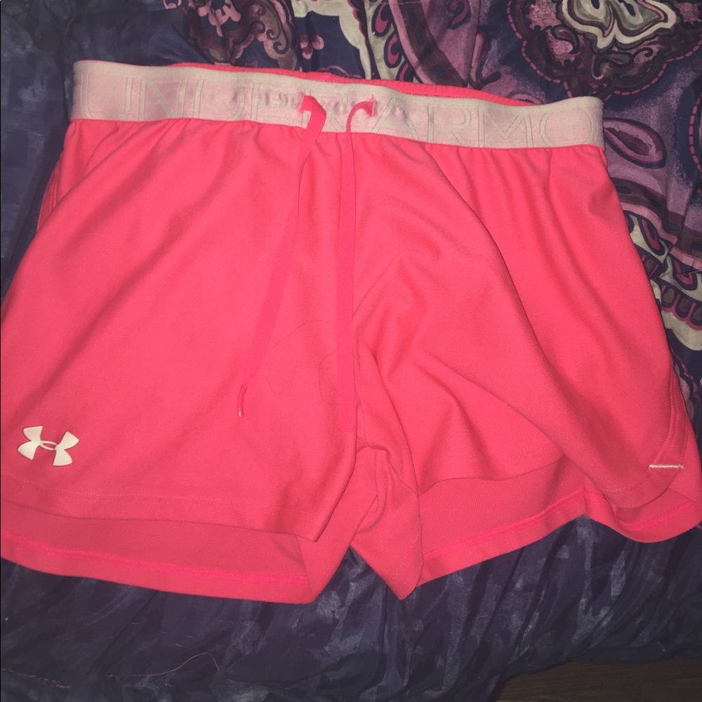 Pink under amour shorts