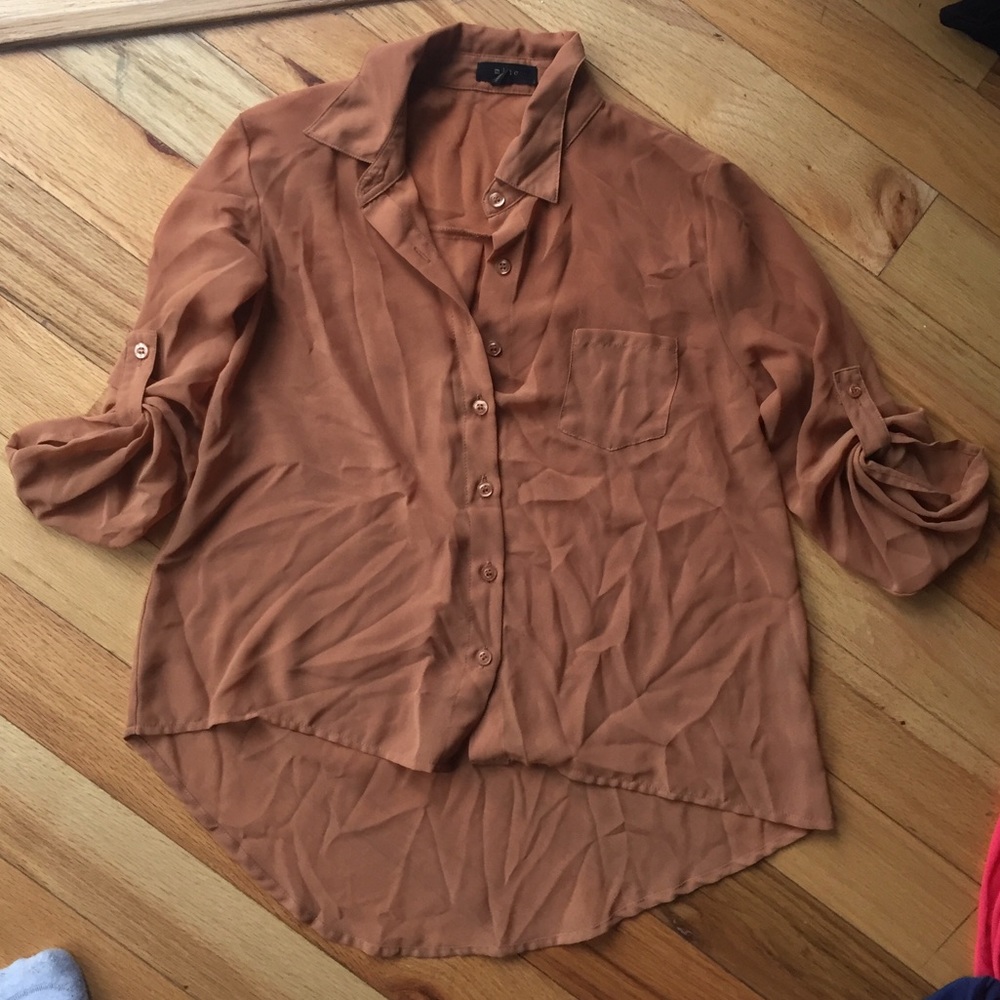 Burnt orange sheer button up S