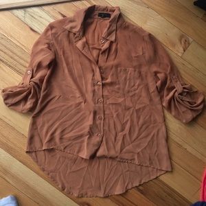 Burnt orange sheer button up S