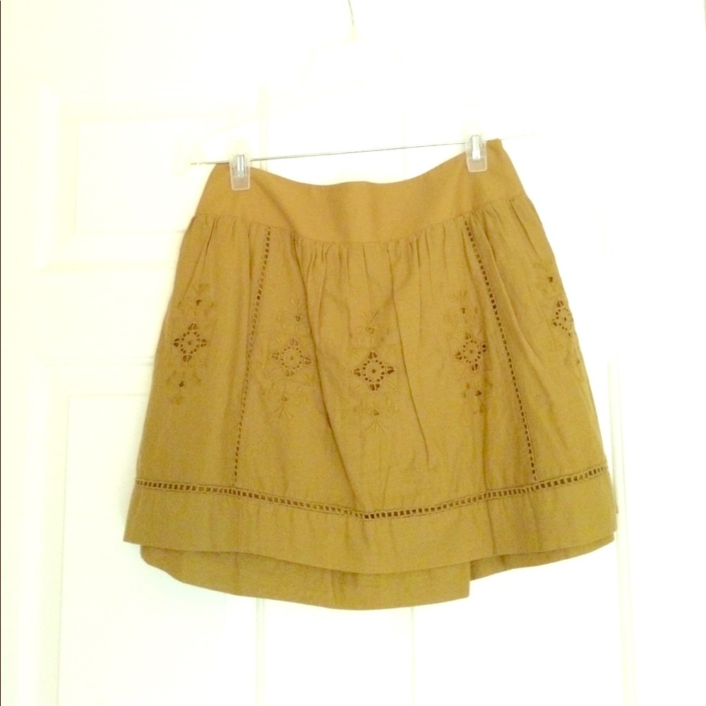 J. Crew army green linen skirt with lining