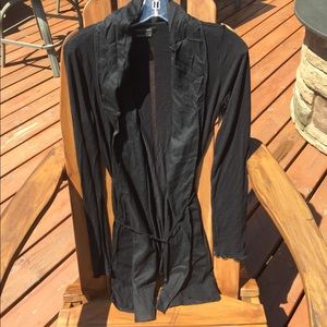 Black BCBG light weight cardigan with waist tie