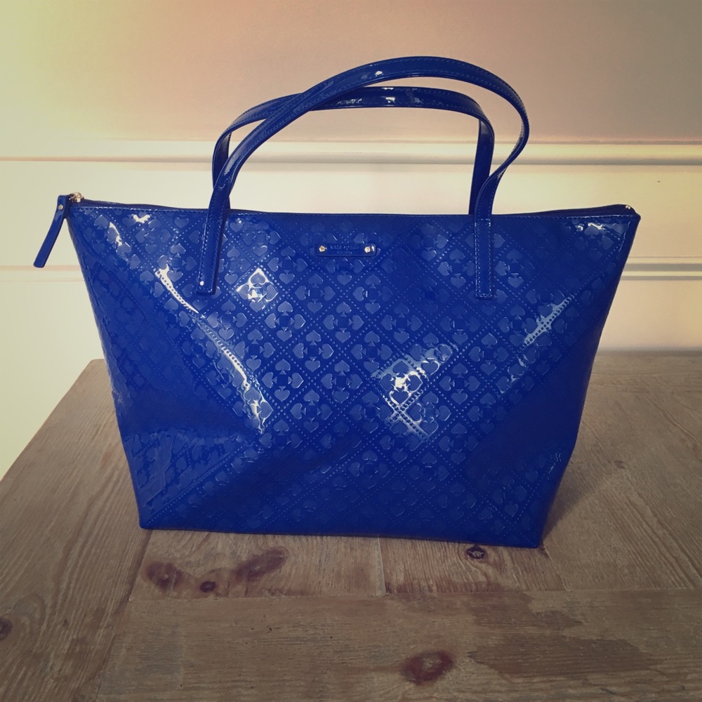 New Kate Spade blue patent leather tote