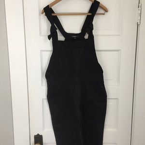 Black Tie-Strap Overalls