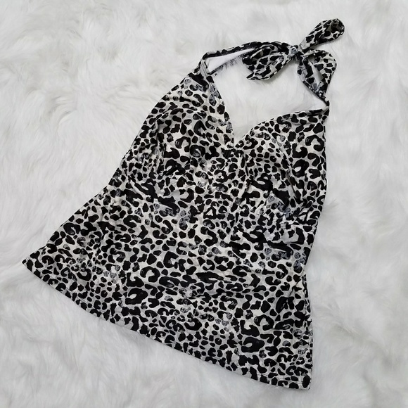 black and white leopard print swimsuit