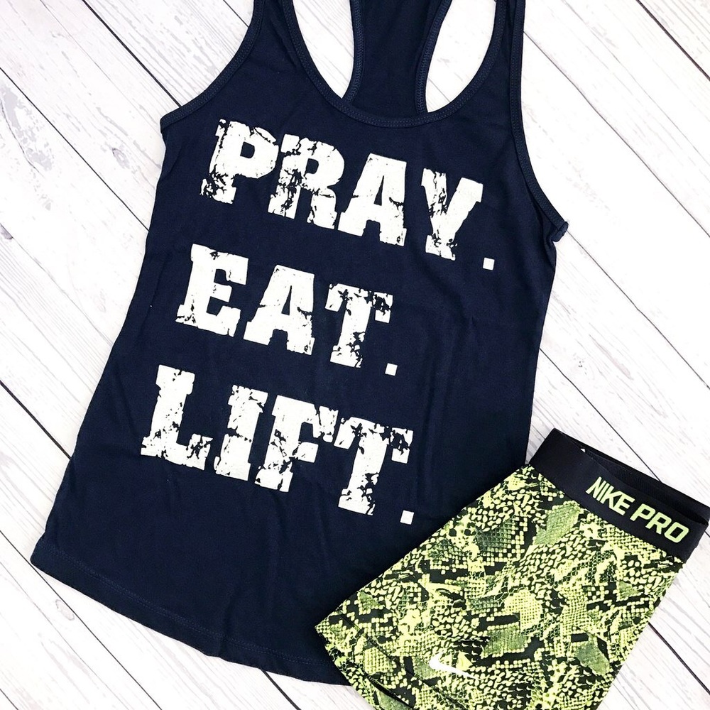 Pray. Eat. Lift. Karla Storey Tank