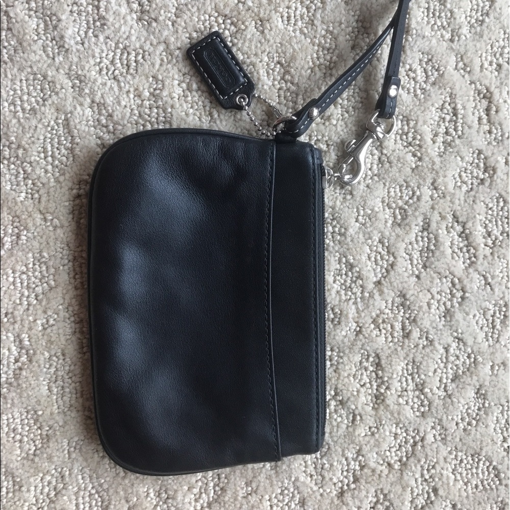 Black coach leather wristlet