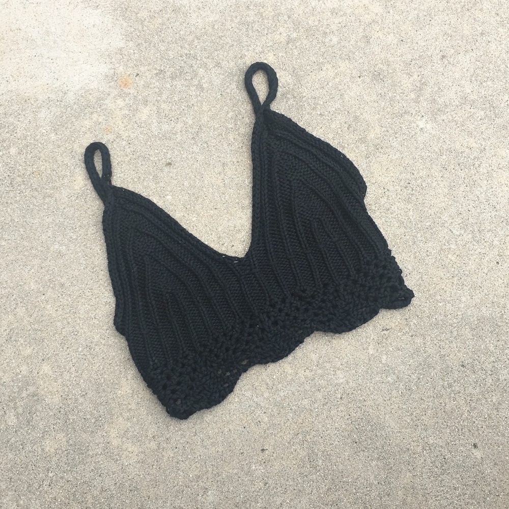 black knit bralette
