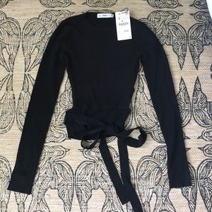 Zara  cropped ribbed sweater. Cut-out lower back