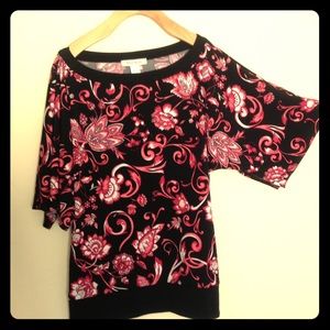 WHBM black/pink kimono style top