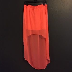 Coral high low skirt