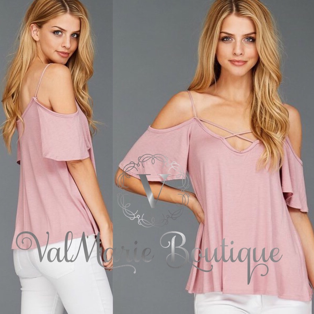 Cold Shoulder Mauve Top - Picture 1 of 2