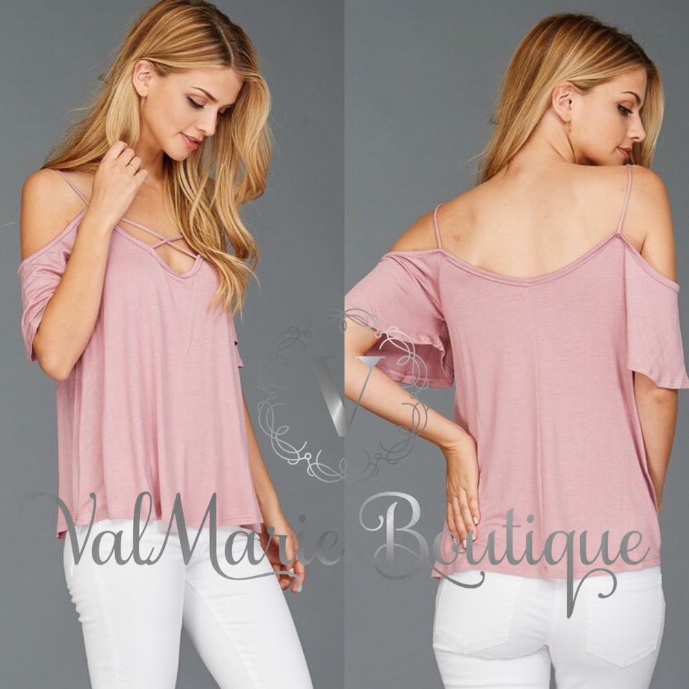 Cold Shoulder Mauve Top - Picture 2 of 2