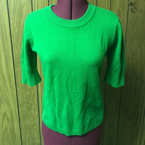 Crew Knit Green Button Back Sweater Quarter Sleeve - Picture 1 of 2
