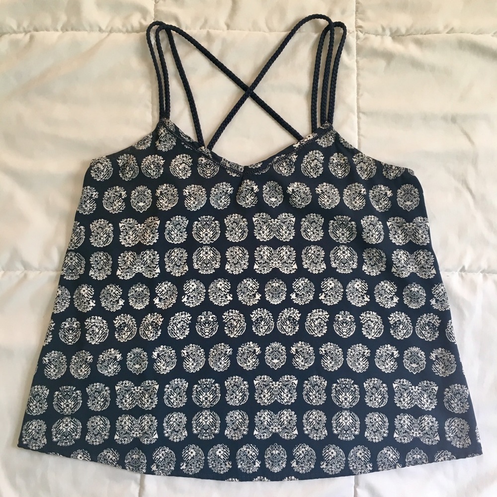 Jessica Simpson Navy and White Top