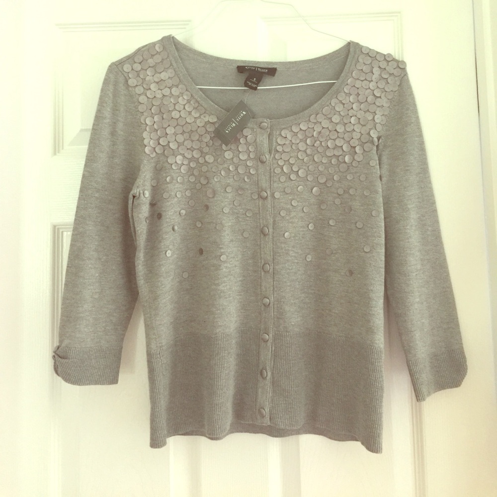 NWT gray embellished sweater