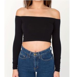 American Apparel Black Off the Shoulder Top