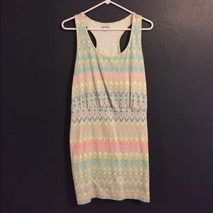 Multi colored print fitted dress