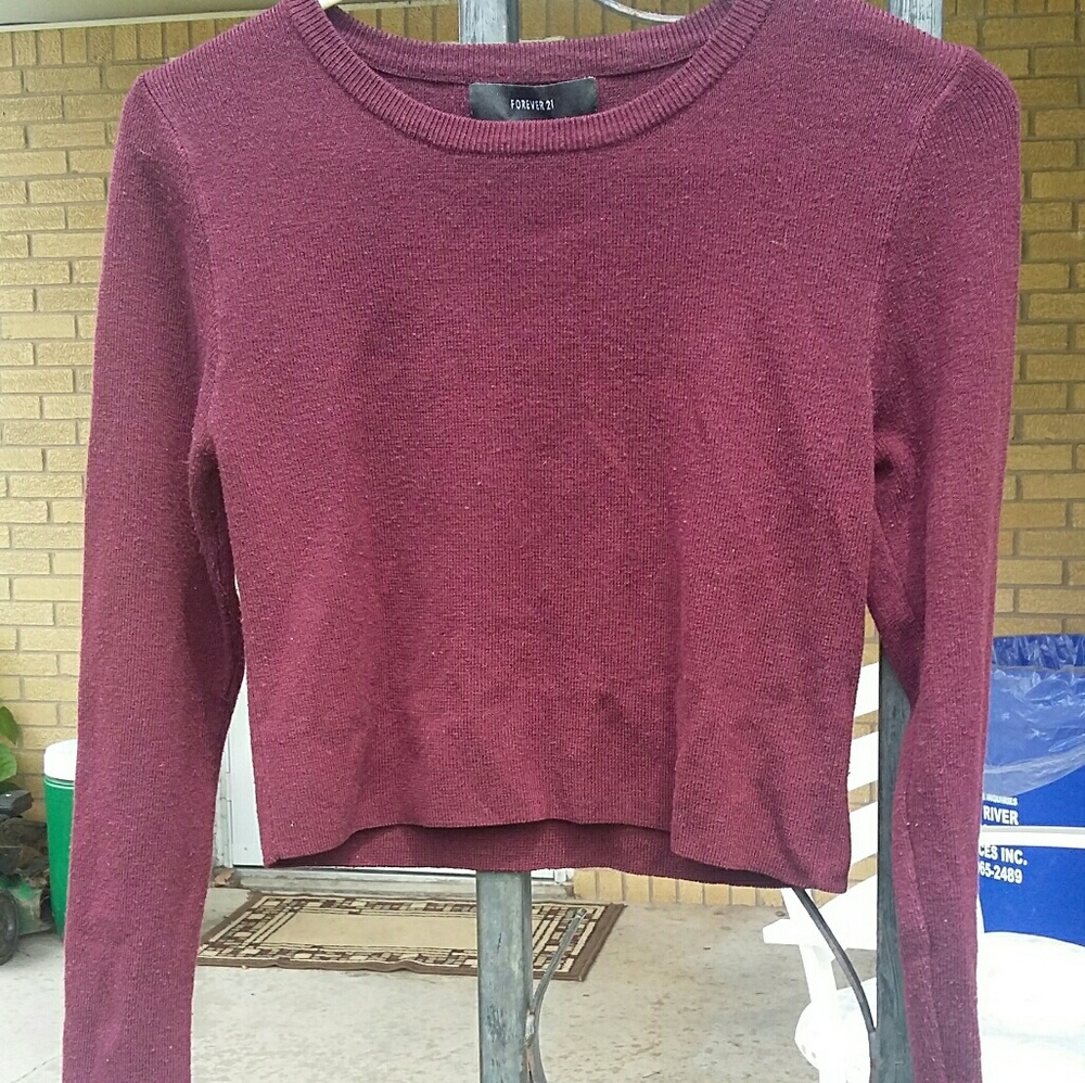 Cropped sweater maroon forever21 top size m