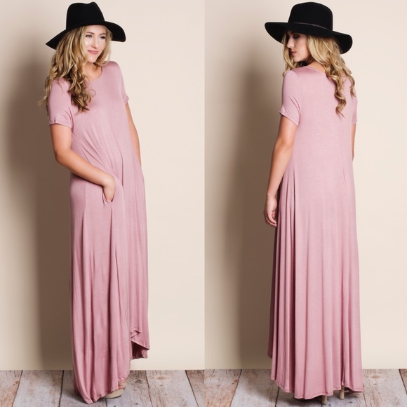Dusty Rose T-Shirt Maxi Dress - Picture 2 of 3