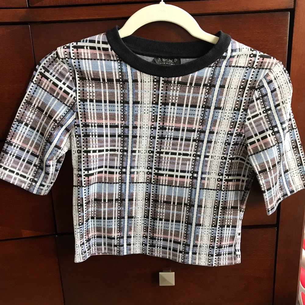 TopShop Plaid Knit Crop Top