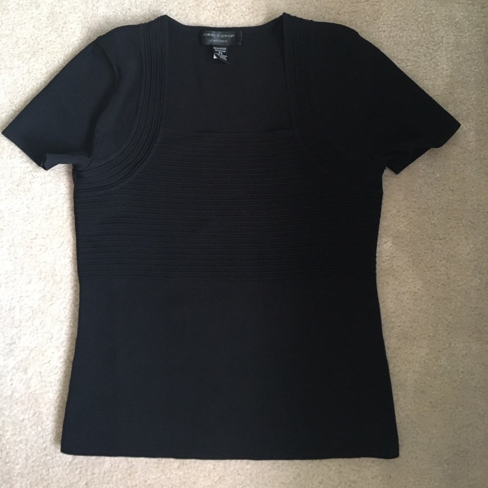 Cable & gauge black sweater top petit small