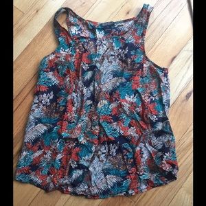 100% Silk Lucky Brand floral blouse size M