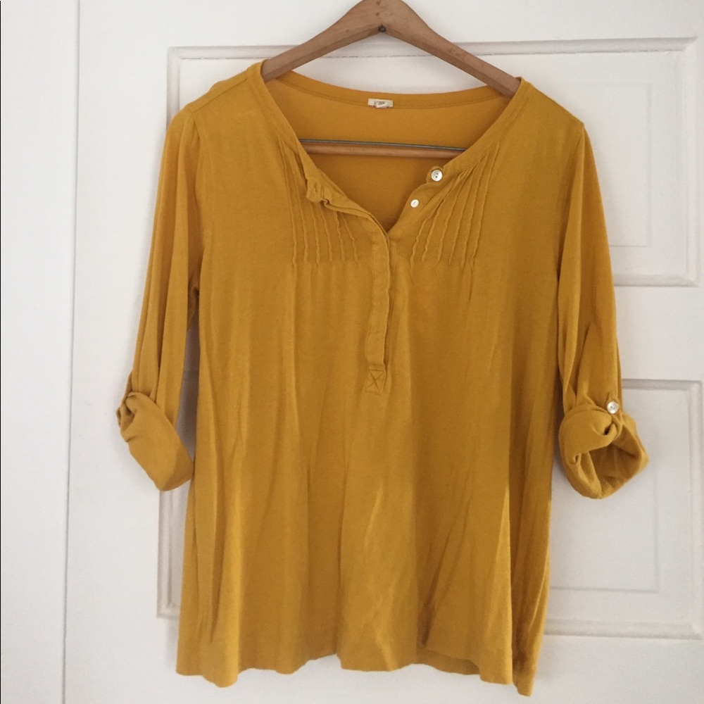 J. Crew Mustard 3/4 Sleeve Shirt