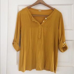J. Crew Mustard 3/4 Sleeve Shirt