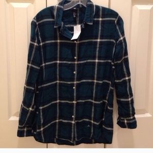 H&M Green, Yellow, and White Plaid Shirt