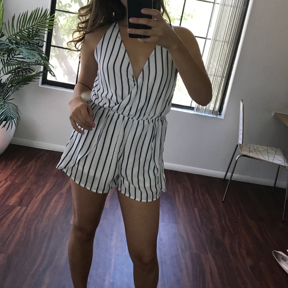 Blue/white Halter Romper