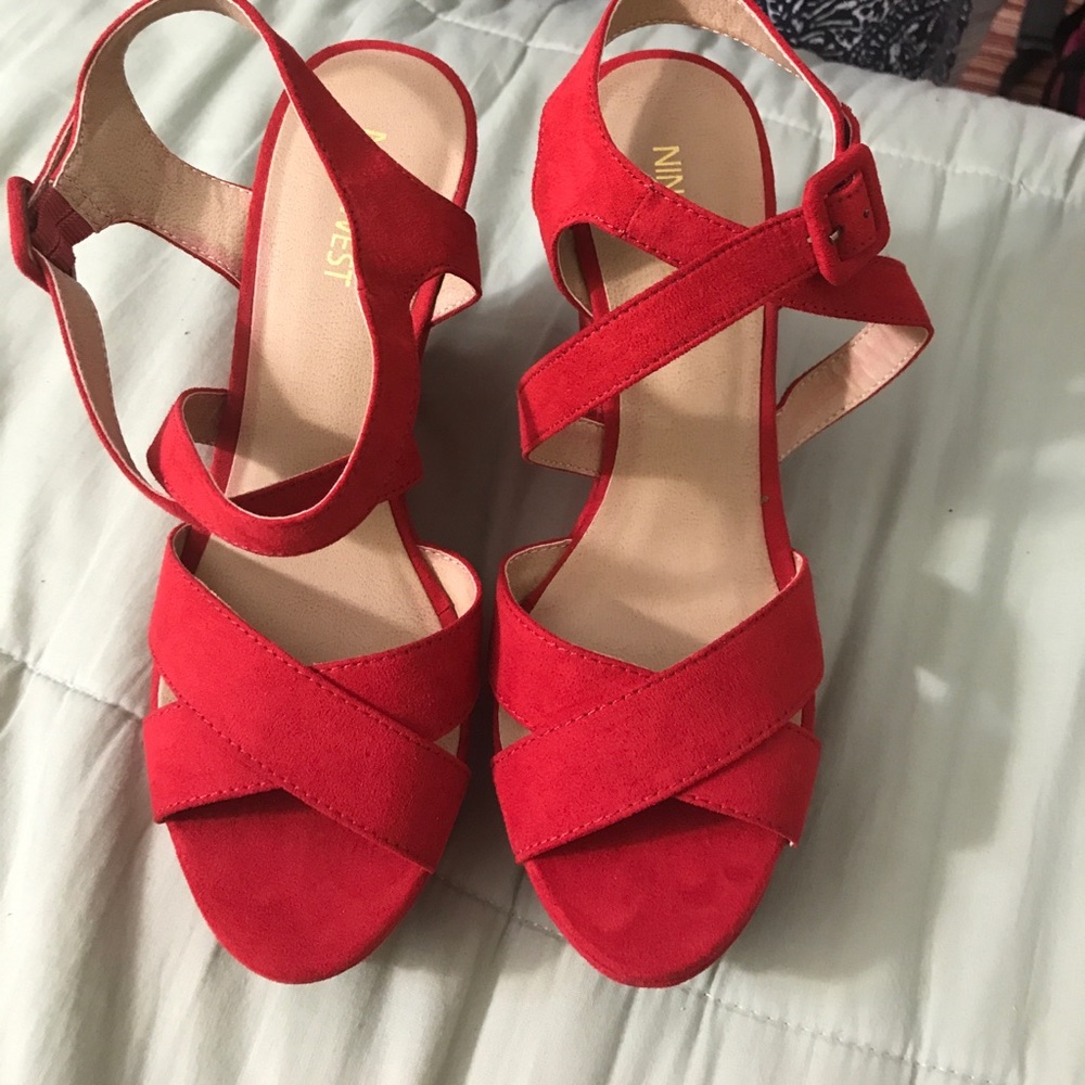 Red Suede Nine West Heels