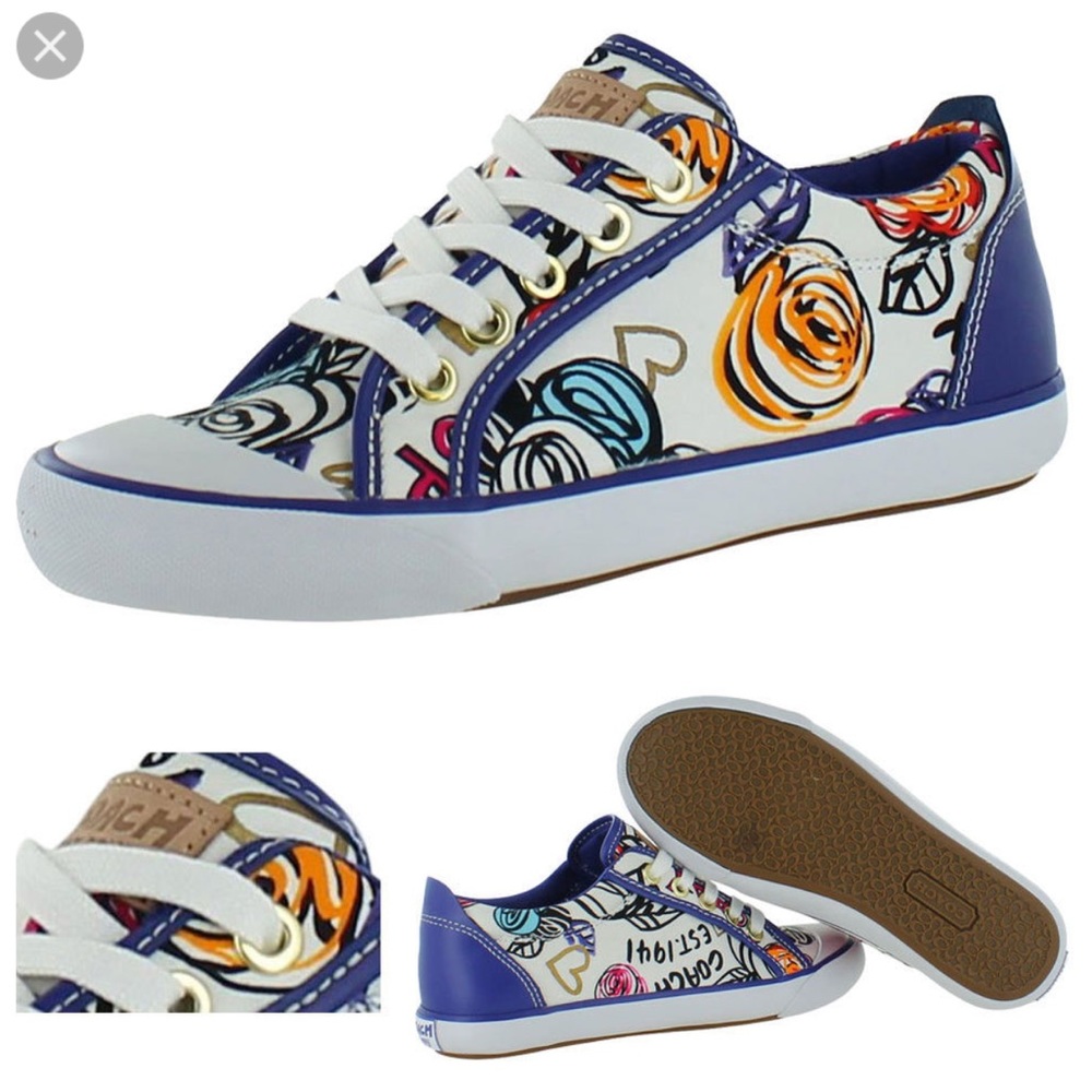 Coach Barrett Poppy Scribble Sneakers (used)