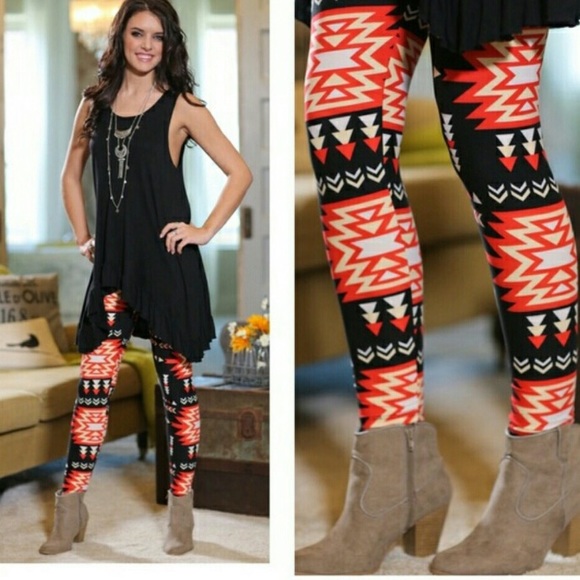 Infinity Raine Pants - NWT Infinity Raine black&red Aztec leggings