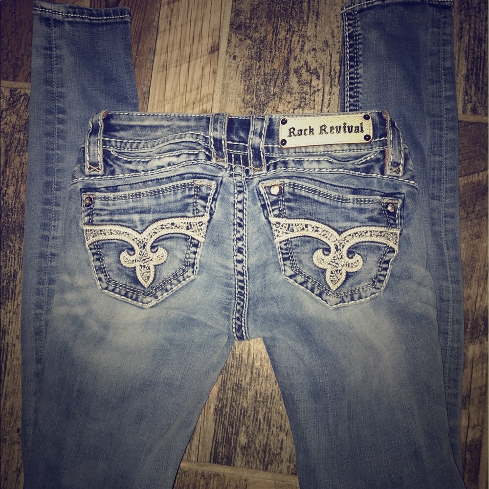 Rock Revival thick stitch skinny jeans 25
