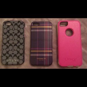 iPhone 5s LOT OF 3 CASES - NAME BRAND; COACH/OTTER