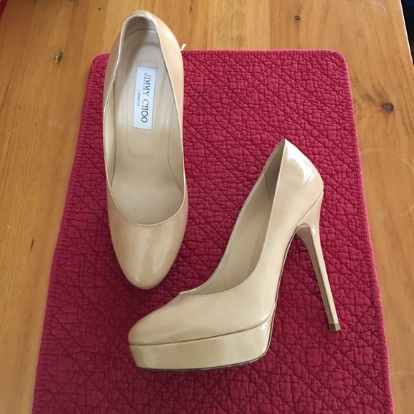 Nude patent leather Jimmy Choo 5inch heels - Picture 1 of 2