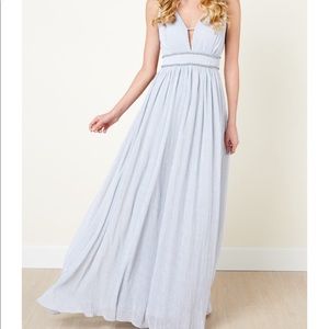 Light Beaded Silver Maxi/Prom Dress