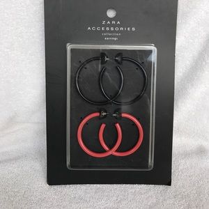 🆕 ZARA ACCESSORIES EARRINGS BLACk +  RED